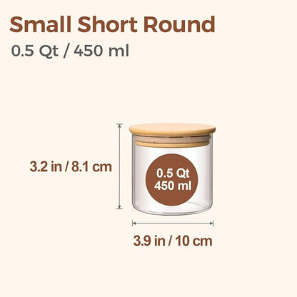 ComSaf 0.5 Qt Glass Food Storage Jars Set of 9, Clear Glass Storage Containers with Lids, Pantry Organization Jar, Spice, Salt, Blooming Tea, Coffee, Oat and Sugar Container, Small jar Set for Kitchen - Image 2