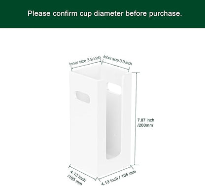 Disposable Coffee Cup Dispenser with Handles, Countertop or Wall Mount Hot/Cold Drink Cup and Lid Holder - Bathroom/Kitchen/Office Acrylic Cup Lid Storage Organizer (1 Compartment, White)