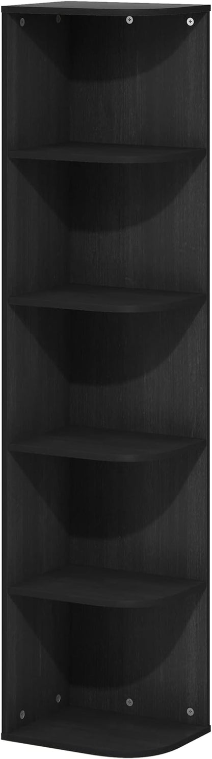 Furinno PASIR Book Shelf, 5-Tier Corner Bookshelf with Open Shelf, Standing Bookcase, 9.3 x 12 x 51.7, for Organization and Storage, for Living Room, Bedroom, Home Office, Blackwood - Image 5