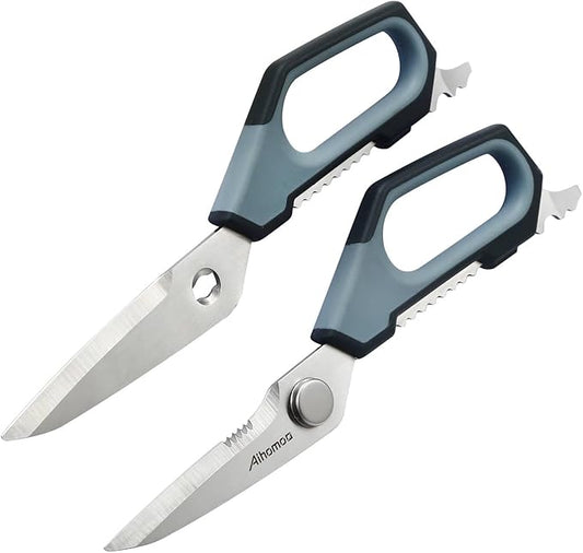 Sharp Nordic-Style Kitchen Shears Soft Comfort Handle, All Purpose Scissors with Herb Stripper, Detachable Cooking Scissors, Micro-Serrated Blade for Food Chicken Meat Herb Packaging