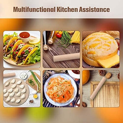 Patelai 3 Pieces Small Wooden Rolling Pin, Dumpling Dough Roller Wooden Mini Rolling Pins Kitchen Utensil Tool for Fondant, Pasta, Bread, Pastry, Cookies, Pizza, Pie, Cylinder Style, 6.3 Inch - Image 5