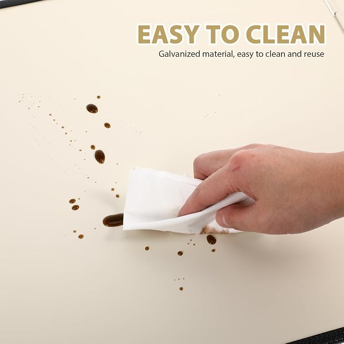 4 Sided Beige Splatter Guard Foldable Stainless Steel Stove Splash Guard Oil Splatter Screens for Frying Kitchen Backsplash Protector Nonstick Oil Splatter Guard for Cooking - Image 5
