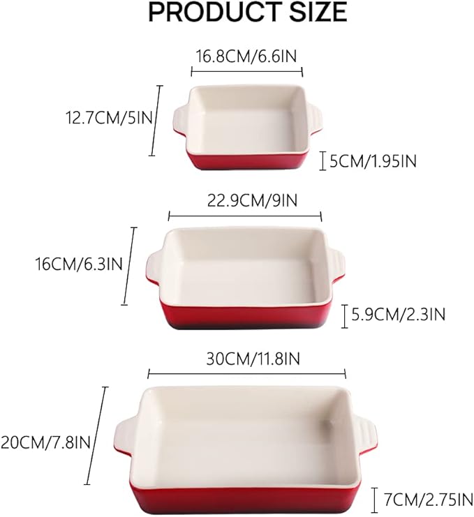 Sweejar Ceramic Bakeware Set, Rectangular Baking Dish for Oven Lasagna Pans for Cooking, Kitchen, Cake Dinner, Banquet and Daily Use, 11.8 x 7.8 x 2.76 Inches of Casserole Dishes (Gradient Purple) - Image 6