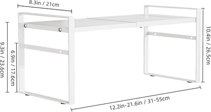 Expandable Cabinet Shelf Organizer Riser for Kitchen Pantry Cupboard Under Sink Countertop,Kitchen Cabinet Shelf (White)