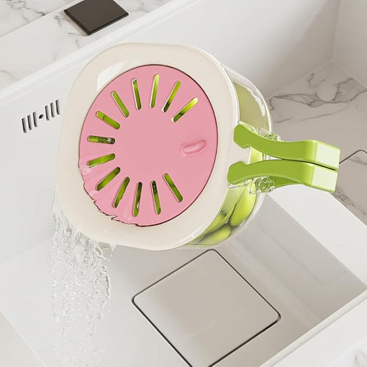 Fruit Vegetable Washing Bowl with Strainer, Multifunctional Produce Washer, Berry Container, Lettuce Keeper for Fridge Refrigerator Organization, Portable Strainers and Colander for Kitchen by SUCHADAY