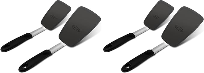 Unicook 4 Pack Flexible Silicone Spatula, Turner, 600F Heat Resistant, Ideal for Flipping Eggs, Burgers, Crepes and More, Black by UNICOOK