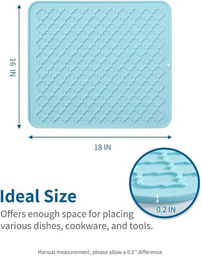 AMOAMI-Dish Drying Mats for Kitchen Counter-Silicone Dish Drying Mat-Kitchen Dish Drying Pad Heat Resistant Mat-Kitchen Gadgets Kitchen Accessories Kitchen Small Appliances(16" x 18",LIGHT BLUE) - Image 6