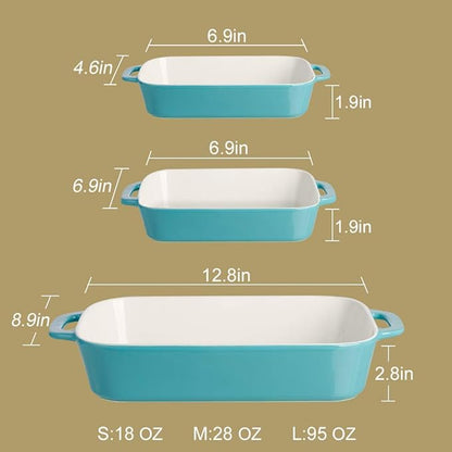 Sweejar Ceramic Bakeware Set, Rectangular Baking Dish for Cooking, Kitchen, Cake Dinner, Banquet and Daily Use, Casserole Dishes for Oven Porcelain Baking Pans (White) - Image 6