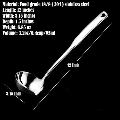 Kitchen Luminous Soup Ladle with Pour Spout,Premium 18/8 Stainless Steel,12-Inch Heavy Duty Punch Ladle for Serving,Cooking,Canning,Sauces,Gravy,Stews