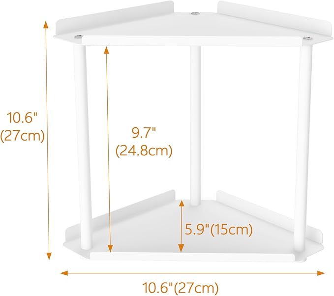 Jesginboo 2 Tier Bathroom Counter Organizer, Vanity Organizer Corner Shelf, Skincare, Makeup Countertop Organizers, Kitchen, Bathroom Counter Storage, White - Image 3