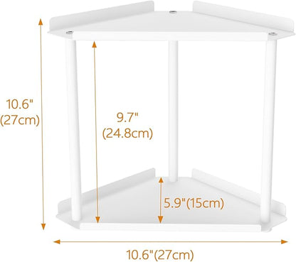Jesginboo 2 Tier Bathroom Counter Organizer, Vanity Organizer Corner Shelf, Skincare, Makeup Countertop Organizers, Kitchen, Bathroom Counter Storage, White - Image 3
