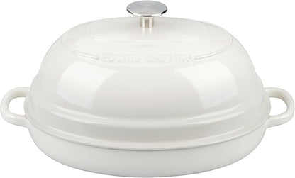 EDGING CASTING Enameled Oval Cast Iron Dutch Oven Pot with Lid, Bread Dutch Oven for Sourdough Bread Baking, Dutch Oven Bread, Bread Oven, 6QT, White