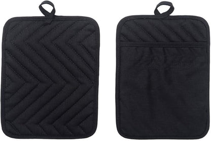 nyi Pot Holders for Kitchen Heat Resistant, Cotton Hot Pads for Kitchen Counter Table, Black Pot Holders with Pocket - Image 6