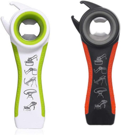 2 pcs 5 In 1 Multi Function Multi-function Can Jar Bottle Open/Tighten Bottle Jar Can Opener for Small Hands, Seniors or Anyone Who Suffers from Arthritis Good Kitchen Tool (black/white) by Love+Life+Love+Family