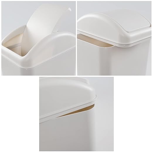 3.5 Gallons/14 Liter Small Trash Can, Plastic Swing Lid Garbage Bin，9.8" x 6.6" x 16.7" - Image 3
