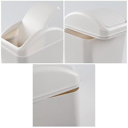 3.5 Gallons/14 Liter Small Trash Can, Plastic Swing Lid Garbage Bin，9.8" x 6.6" x 16.7" - Image 3