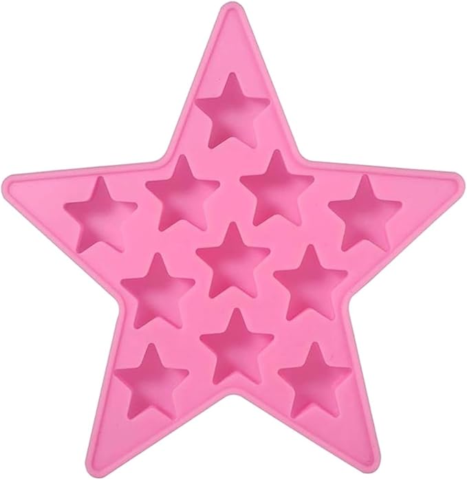 Five Star Shaped Cool Silicone Ice Cube Tray Freeze Mold Maker Tools Pentagram Ice Trays Club Bar Party for Cake, Candy, Chocolate, Gummy, Ice, Crayons, Jelly (Pink)