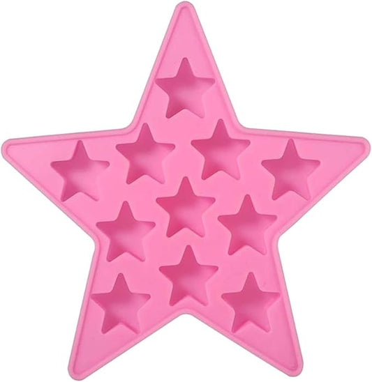 Five Star Shaped Cool Silicone Ice Cube Tray Freeze Mold Maker Tools Pentagram Ice Trays Club Bar Party for Cake, Candy, Chocolate, Gummy, Ice, Crayons, Jelly (Pink)
