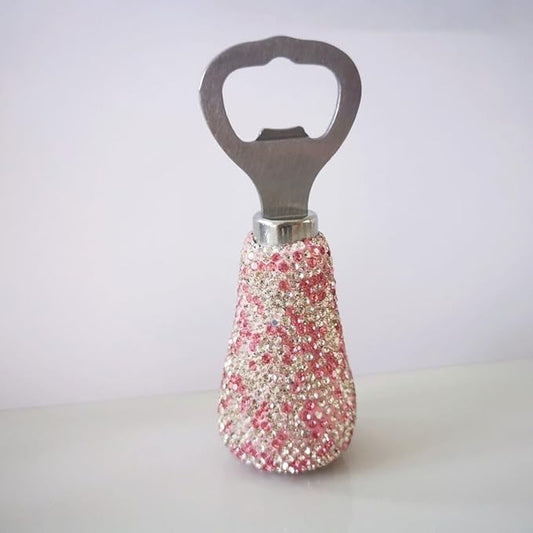 Handcrafted Pink Crystal Bling Beer Opener – Sparkle Diamond Bottle Openers for Home Bar, Bartenders, Party, Wedding Gift, Glitter Accessory for Women & Men