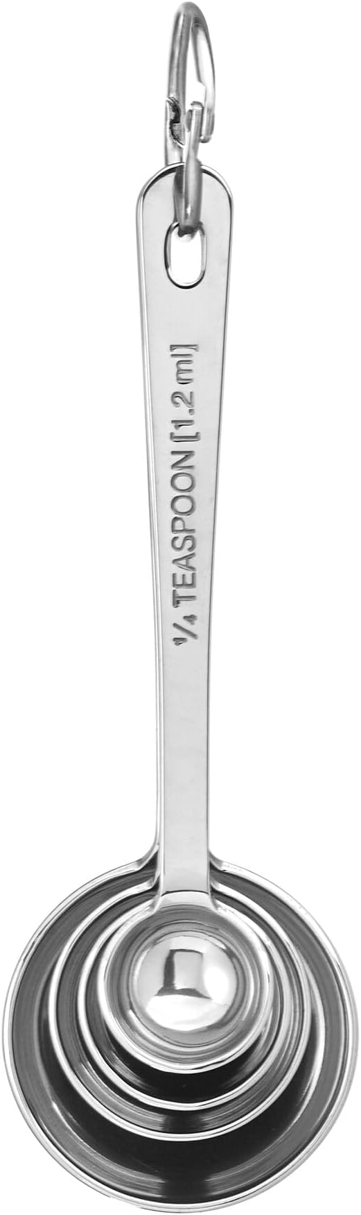 Amco Stainless Steel Measuring Spoons (Set of 4) - 1/4 Tsp, 1/2 Tsp, 1 Tsp, 1 Tbsp - Durable Kitchen Utensils with Engraved Labels - Nesting & Easy Storage, Non-Toxic Kitchenware Dishwasher Safe