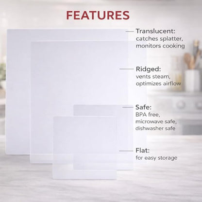 HIC Kitchen Splatter Guards for Microwave, BPA Free, Set of 4 - Image 3