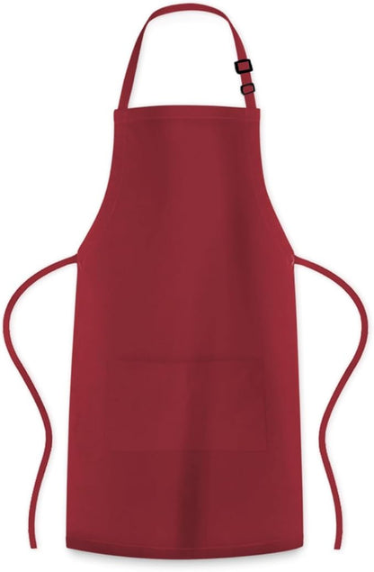 Adjustable Bib Apron 100% Polyester Kitchen Aprons Waterdrop Resistant Aprons with Adjustable Strap, Pockets & Long Ties