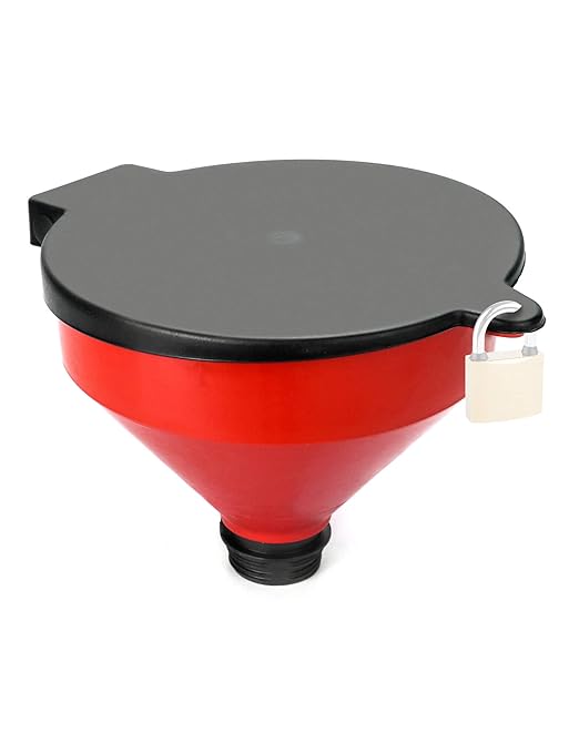 QWORK 4 Quart Lockable Drum Funnel with Removable Screen Filter, 2" BSP Adaptor Safety Plastic Oil Funnel Screen Filter Spill-Free for 55 gal Steel or Poly Drums - Image 7
