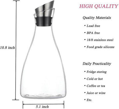 50 Ounces Borosilicate Glass Carafe with Lid, Glass Pitcher for Hot/Cold Water, Ice Tea and Lemonade Beverage - Image 3