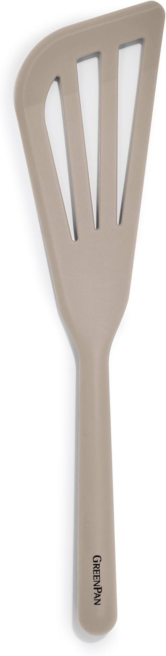 GreenPan Silicone Fish Turner Spatula, Slotted Cooking Kitchen Utensil, Flexible Rubber Nonstick Cookware, Rigid Steel Core, Heat-Resistant, Anti-Slip Handle, BPA-Free, Dishwasher Safe, Taupe by GreenPan