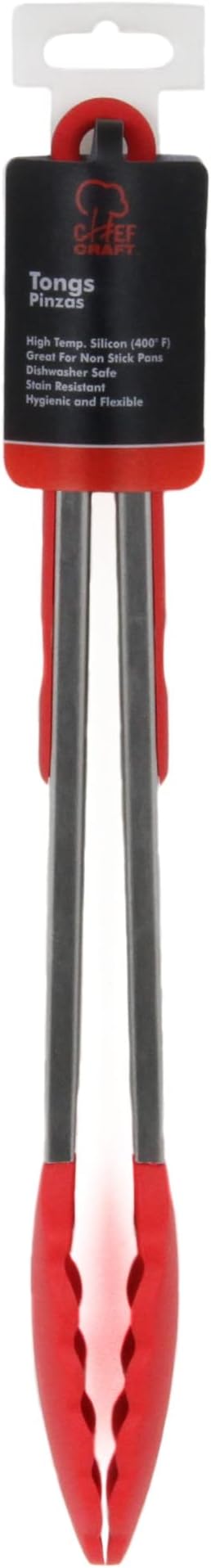 Chef Craft Premium Silicone Tongs, 12 inch, Red - Image 2