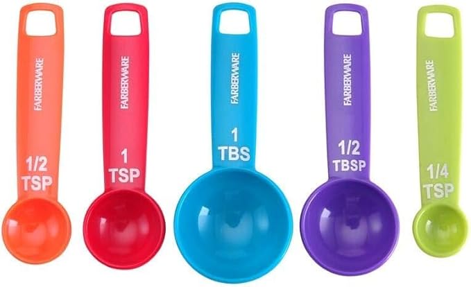 Farberware Kitchen Essentials Measuring Spoon Set, Set of 5 – 2 Pack, Easy Read Standard Units for Wet & Dry Ingredients, Lightweight Plastic Baking & Cooking Spoons – Dishwasher Safe - Image 2