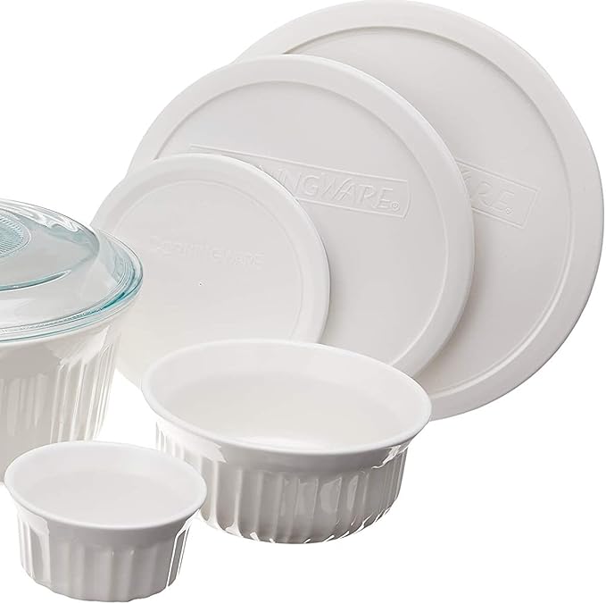 CorningWare French White 10-Pc Ceramic Bakeware Set with Lids Chip and Crack Resistant Stoneware Baking Dish, Microwave, Dishwasher, Oven, Freezer and Fridge Safe - Image 3