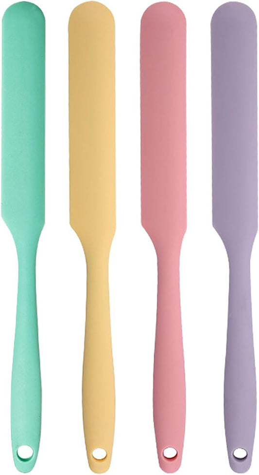 4 Pcs Silicone Jar Spatula Set - Long Handle Sourdough Scraper, Skinny Spatula for Jars, Bottles, and Containers, Non-Stick Heat Resistant Cake Cream Spatulas by GZLT