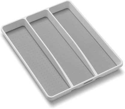 madesmart 3 Compartment Utensil Tray, Multi Purpose Storage Organizer, Non Slip Lining,Deep Storage for Ladles, Whisks & Serving Tools, for Drawers & Home Organization, White by madesmart%C2%AE