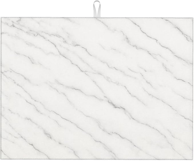 Marble White Dish Drying Mats for Kitchen Counter, Large 18"x24" Dish Mats for Drying Dishes, Microfiber Absorbent Dish Drying Pad Rack Mat Kitchen Decor Reusable Washable