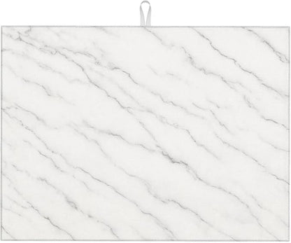 Marble White Dish Drying Mats for Kitchen Counter, Large 18"x24" Dish Mats for Drying Dishes, Microfiber Absorbent Dish Drying Pad Rack Mat Kitchen Decor Reusable Washable