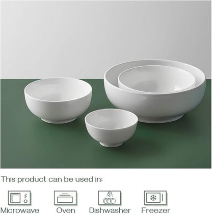 DOWAN Serving Bowls, Mixing Bowl Set, 70/30/20/8 Ounces Mixing Bowls for Kitchen, Soft White Serving Set, Serving Bowls Set of 4, Ceramic Bowl Sets for Eating Different Sizes