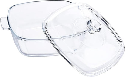 Clear Square Glass Casserole with Lid, Baking Dish with Glass Cover, Oven, Freezer and Dishwasher Safe (1.2-Quart Square)