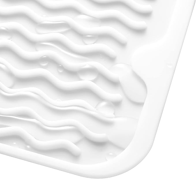 MicoYang Silicone Dish Drying Mat for Multiple Usage,Easy clean,Eco-friendly,Heat-resistant Silicone Mat for Kitchen Counter,Sink,Bar,Bottle,or Cup White M 17 inches x 6 inches - Image 9