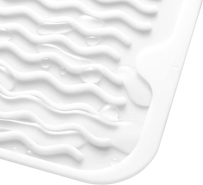 MicoYang Silicone Dish Drying Mat for Multiple Usage,Easy clean,Eco-friendly,Heat-resistant Silicone Mat for Kitchen Counter,Sink,Bar,Bottle,or Cup White M 17 inches x 6 inches - Image 9