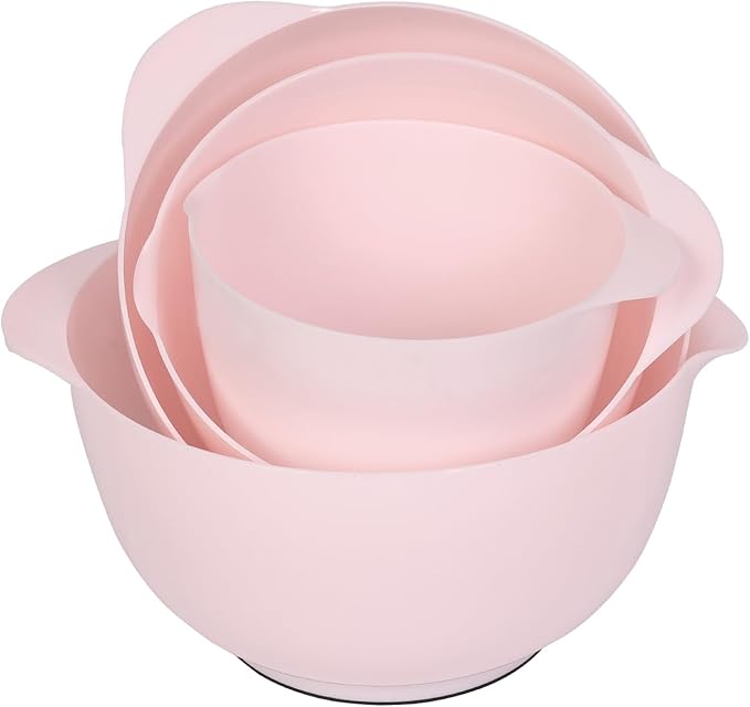 BoxedHome Nesting Plastic Mixing Bowl Set, 4 Piece Mixing Bowl Set with Pour Spouts, Size 1.7, 2.5, 3.5 and 4.5qt, for Prepping, Mixing, Baking, Cooking(2023 New Version, Pink) - Image 5