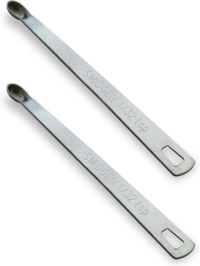 2PCS 1/32 Teaspoon(1/32tsp, 0.16ml, Smidgen) Single Tiny Measuring Spoon, Small Individual Stainless Steel Measure Spoons Only by BERYLER