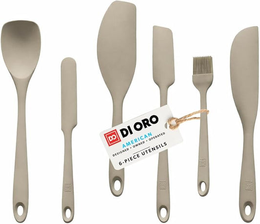 DI ORO 6-Piece Silicone Spatula Set - Rubber Kitchen Utensils for Baking, Cooking & Mixing - Heat-Resistant 600°F BPA Free Spatulas for Nonstick Cookware - Dishwasher Safe (Clay)