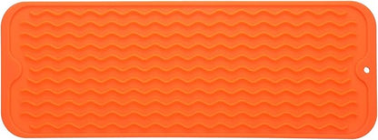 MicoYang Silicone Dish Drying Mat for Multiple Usage,Easy clean,Eco-friendly,Heat-resistant Silicone Mat for Kitchen Counter,Sink,Bar,Bottle,or Cup Orange M 17 inches x 6 inches by MicoYang
