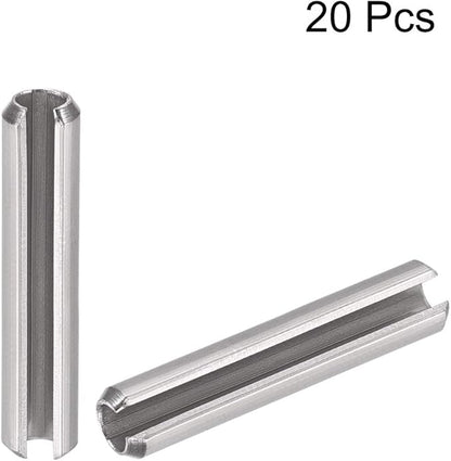 uxcell Slotted Spring Pin - M4 x 40mm 304 Stainless Steel Split Spring Roll Dowel Pins Plain Finish 20Pcs