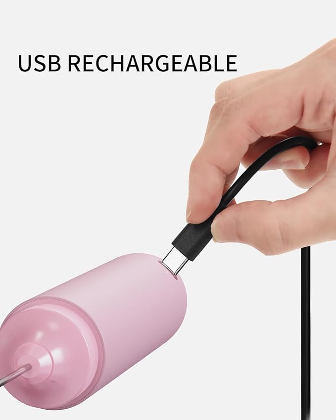 CIRCLE JOY Portable Rechargeable Milk Frother Hanheld, Dual Spring Whisk Electric Coffee Frother Wand Drink Mixer for Matcha Lattes Cappuccino, Kitchen Gifts, Pink - Image 2