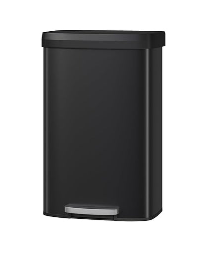 Garvee 21 gal / 80 L Metal Trash Can with Lid, Large Garbage Can for Kitchen, Rustproof Step-on Kitchen Metal Trash Bin with Liner Rim, Rear Handle, Soft Close Plastic Lid, Black by Garvee