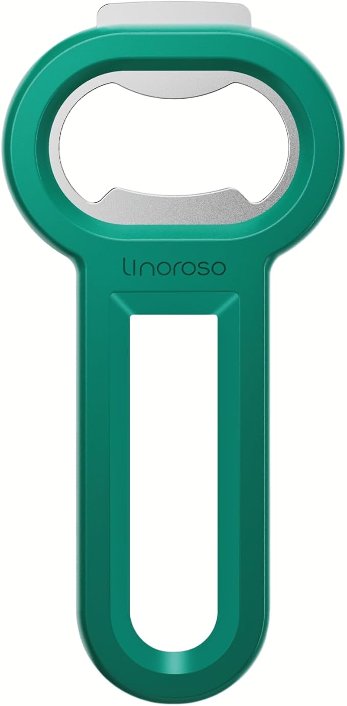 Linoroso Magnetic Bottle Opener Pop Can Opener for Refrigerator, Beer Bottle Opener and Soda Can Opener with Cap Catcher, Portable Beer Opener for Bartender, Home, Restaurant, Bar Tools, 1 Pack, Green