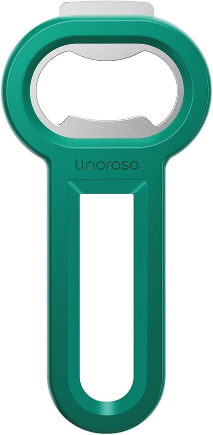 Linoroso Magnetic Bottle Opener Pop Can Opener for Refrigerator, Beer Bottle Opener and Soda Can Opener with Cap Catcher, Portable Beer Opener for Bartender, Home, Restaurant, Bar Tools, 1 Pack, Green