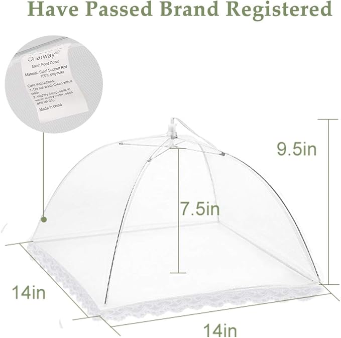 Onarway Food Covers for Outside Mesh: 3 Pack 14 Inch Pop Up Fine Fly Net for Fruit - Collapsible Screen Umbrella Food Tent for Outdoor Picnic Party BBQ - Image 3